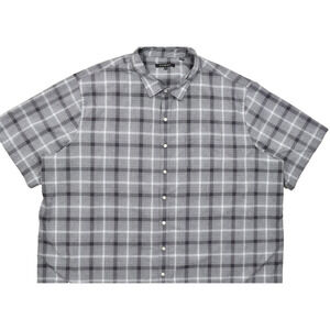 SYNRGY Men's 4XLT Short Sleeve Button Down Shirt Gray Plaid Polyester Big & Tall